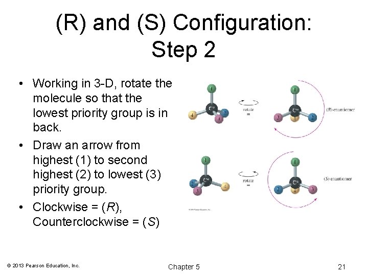 (R) and (S) Configuration: Step 2 • Working in 3 -D, rotate the molecule