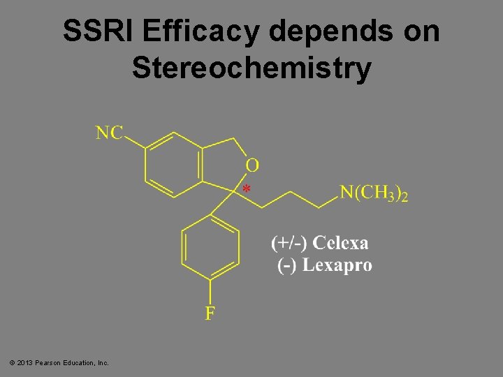 SSRI Efficacy depends on Stereochemistry © 2013 Pearson Education, Inc. 