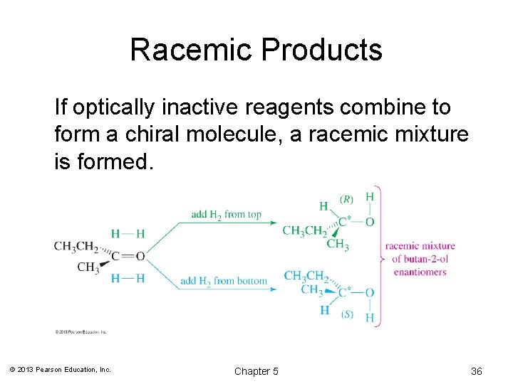 Racemic Products If optically inactive reagents combine to form a chiral molecule, a racemic