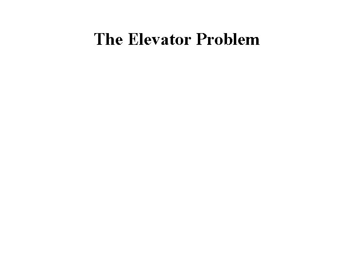 The Elevator Problem 