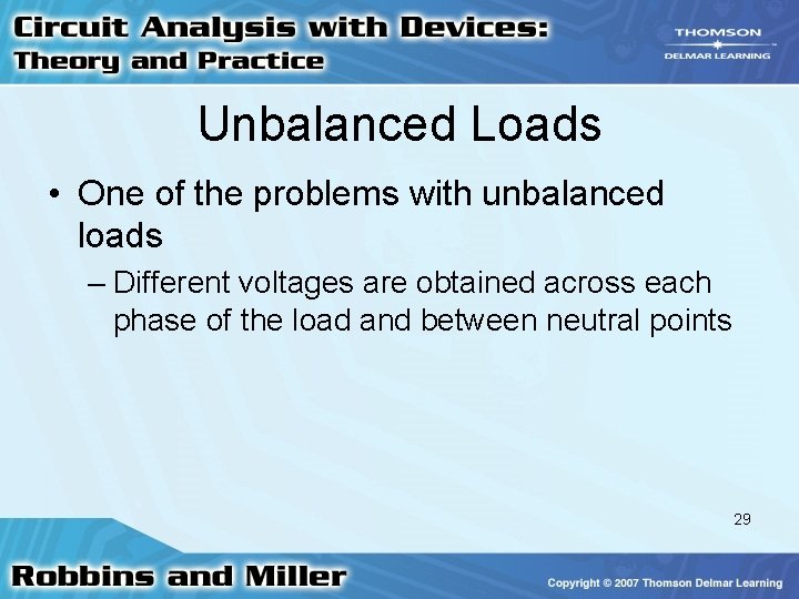 Unbalanced Loads • One of the problems with unbalanced loads – Different voltages are Unbalanced Loads • One of the problems with unbalanced loads – Different voltages are