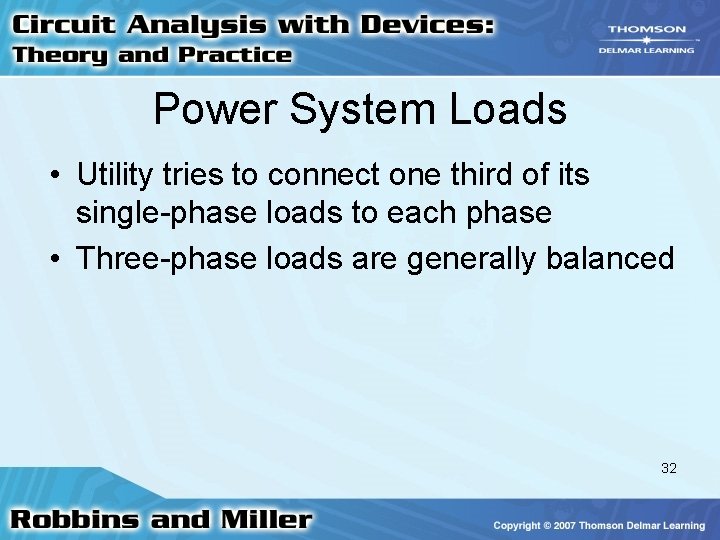 Power System Loads • Utility tries to connect one third of its single-phase loads Power System Loads • Utility tries to connect one third of its single-phase loads