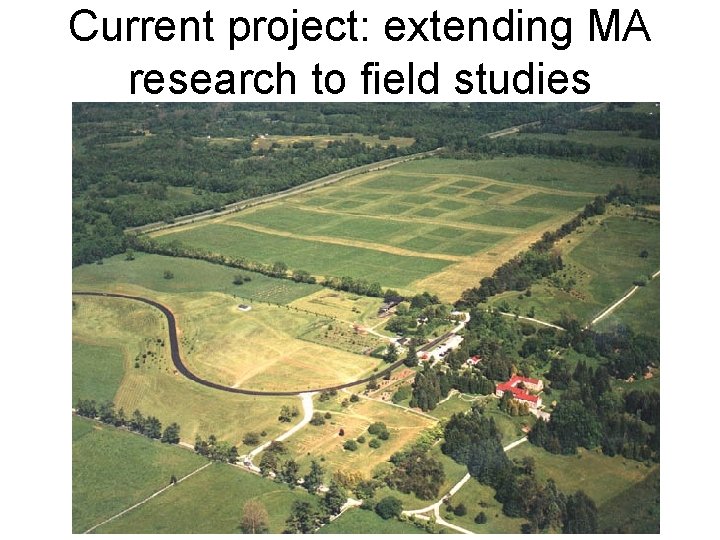 Current project: extending MA research to field studies Current project: extending MA research to field studies