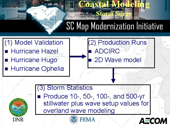 Coastal Modeling Storm Surge (1) Model Validation n Hurricane Hazel n Hurricane Hugo n