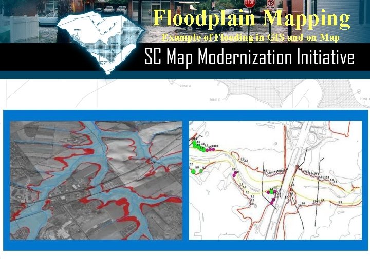 Floodplain Mapping Example of Flooding in GIS and on Map 