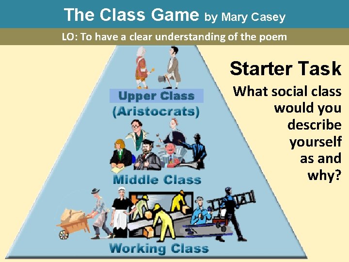The Class Game by Mary Casey LO: To have a clear understanding of the