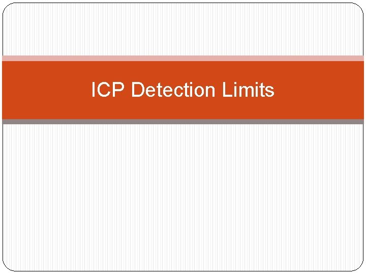 ICP Detection Limits 