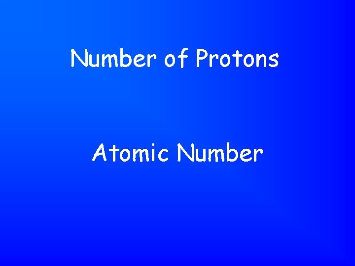 Number of Protons Atomic Number 