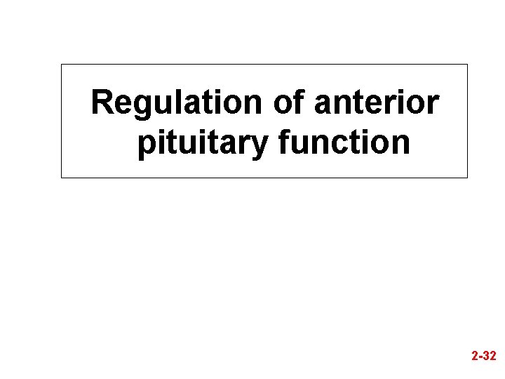 Regulation of anterior pituitary function 2 -32 