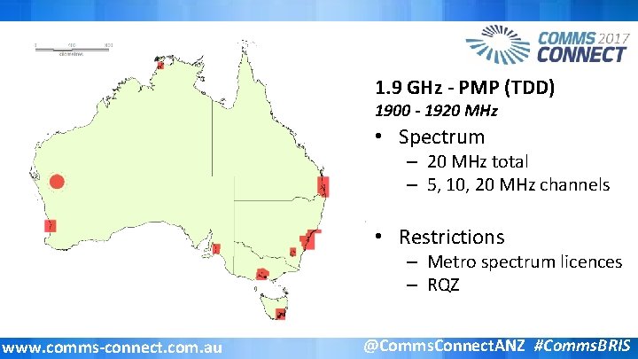 1. 9 GHz - PMP (TDD) 1900 - 1920 MHz • Spectrum – 20