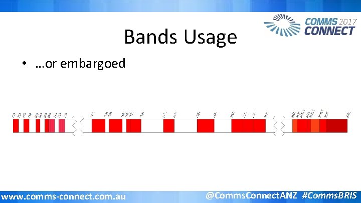 Bands Usage • …or embargoed www. comms-connect. com. au @Comms. Connect. ANZ #Comms. BRIS