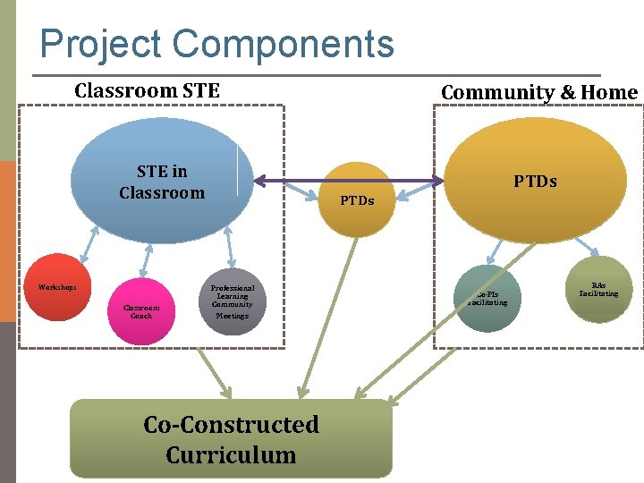 Project Components Classroom STE in Classroom Workshops Classroom Coach Community & Home PTDs Professional