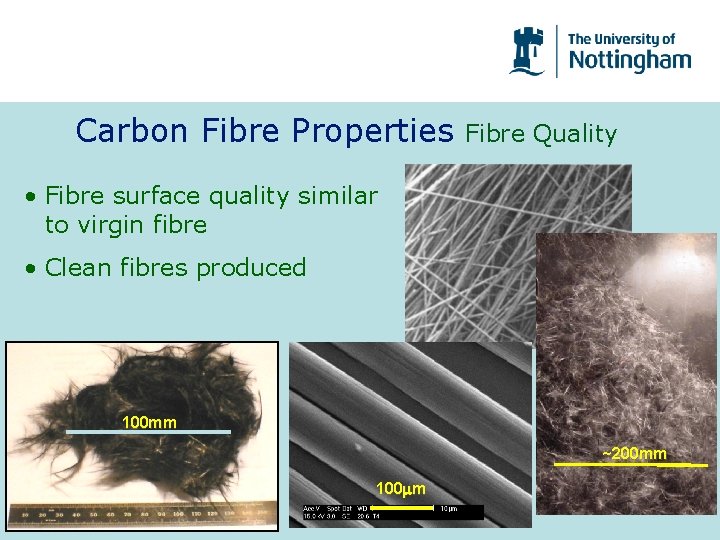 Carbon Fibre Properties Fibre Quality • Fibre surface quality similar to virgin fibre •