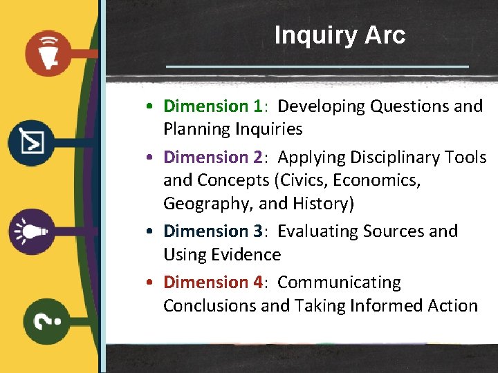 C 3 Inquiry Arc What is the C 3 Framework? Inquiry Arc • Dimension