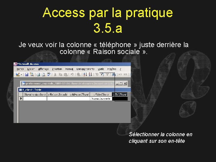 Access par la pratique 3. 5. a Je veux voir la colonne « téléphone