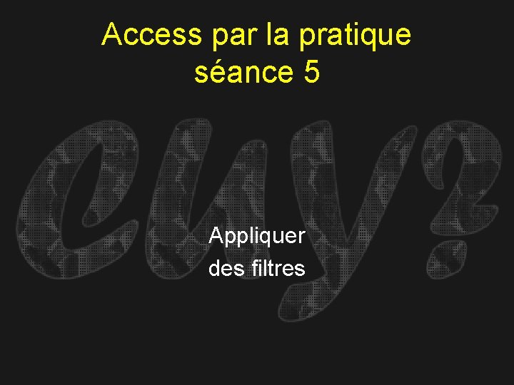 Access par la pratique séance 5 Appliquer des filtres 