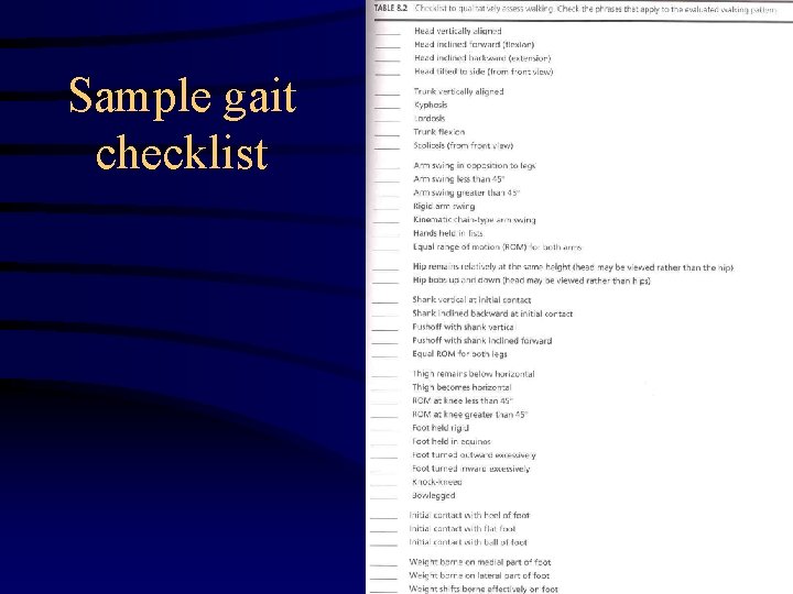 Sample gait checklist 