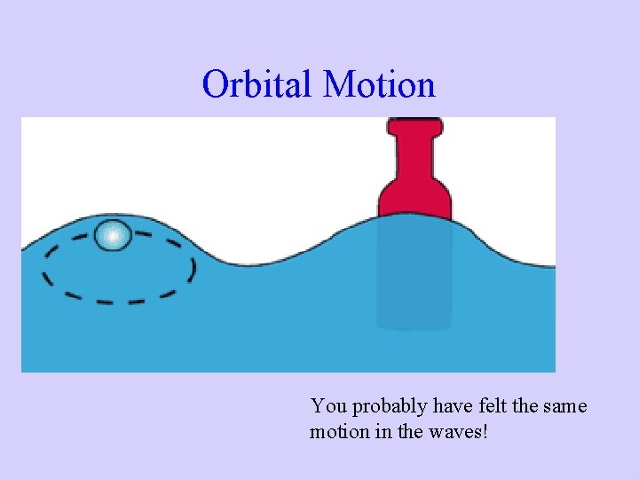Orbital Motion You probably have felt the same motion in the waves! Orbital Motion You probably have felt the same motion in the waves!