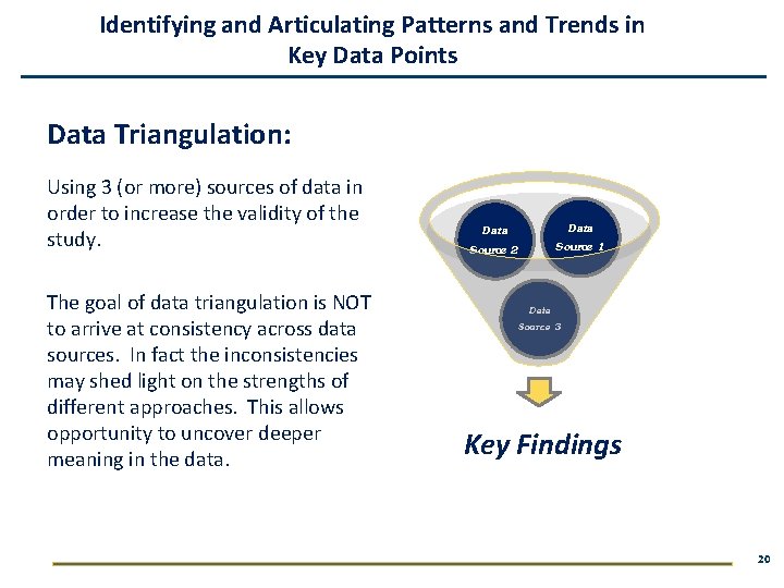 Identifying and Articulating Patterns and Trends in Key Data Points Data Triangulation: Using 3