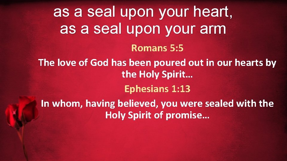 as a seal upon your heart, as a seal upon your arm Romans 5: