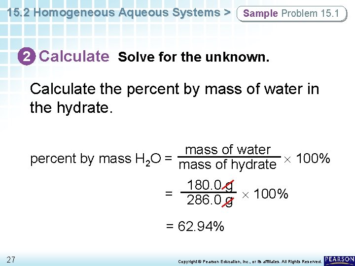 15. 2 Homogeneous Aqueous Systems > Sample Problem 15. 1 2 Calculate Solve for