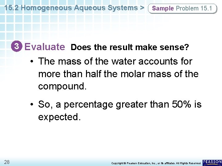 15. 2 Homogeneous Aqueous Systems > Sample Problem 15. 1 3 Evaluate Does the