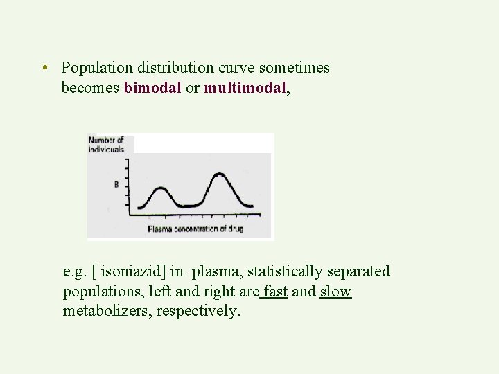 • Population distribution curve sometimes becomes bimodal or multimodal, e. g. [ isoniazid]