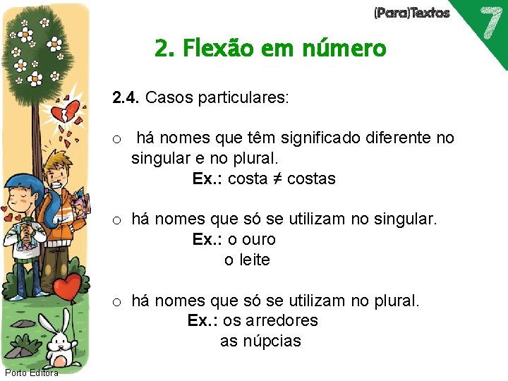 2. Flexão em número 2. 4. Casos particulares: o há nomes que têm significado