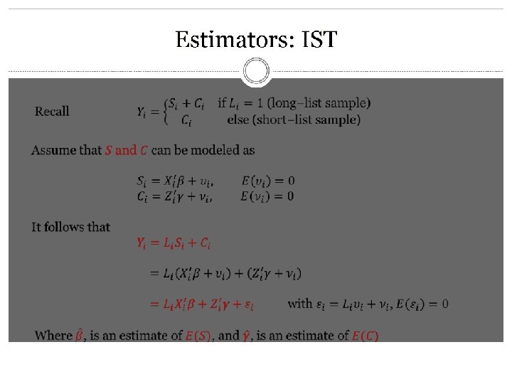 Estimators: IST 