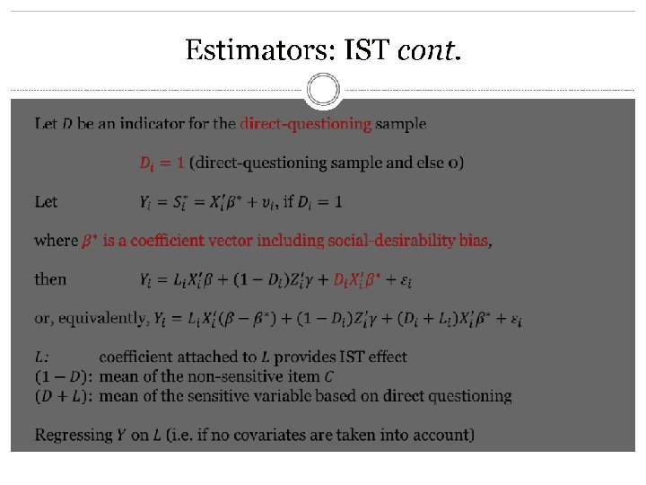 Estimators: IST cont. 