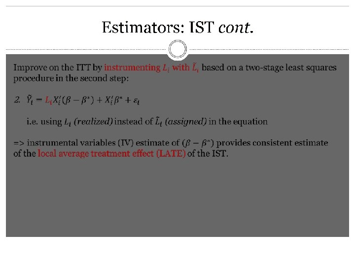 Estimators: IST cont. 