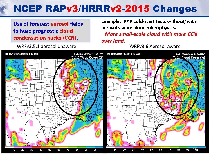 NCEP RAPv 3/HRRRv 2 -2015 Changes Use of forecast aerosol fields to have prognostic