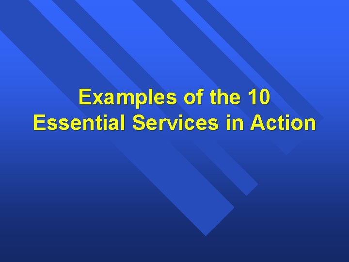 Examples of the 10 Essential Services in Action 