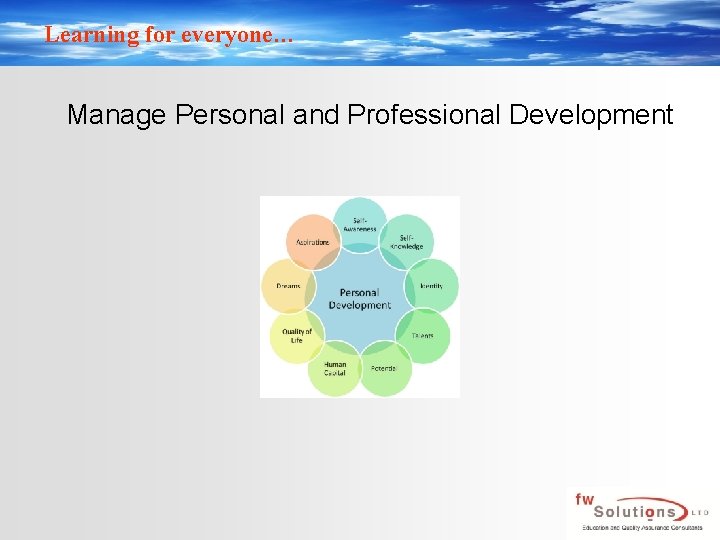 Learning for everyone… Manage Personal and Professional Development 