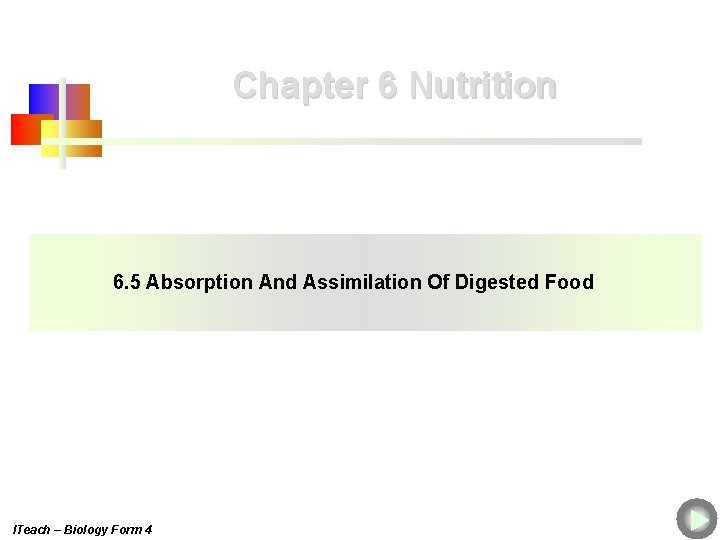 Chapter 6 Nutrition 6. 5 Absorption And Assimilation Of Digested Food ITeach – Biology