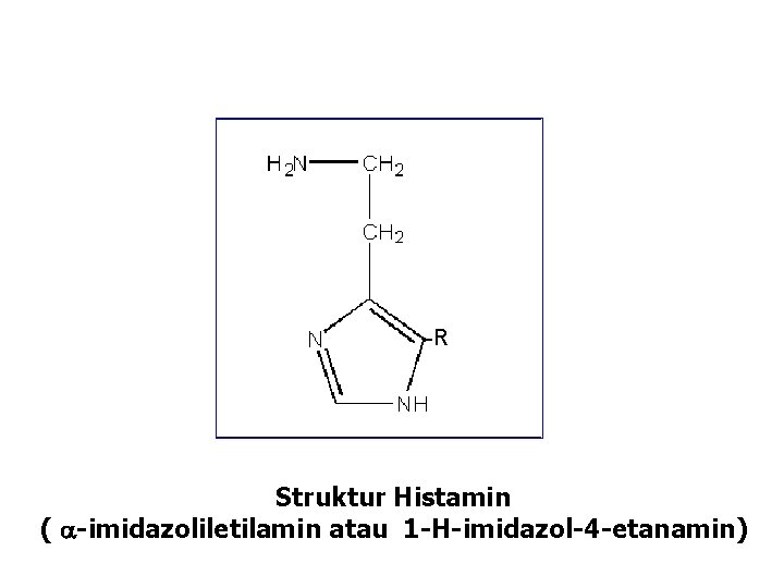 -R Struktur Histamin ( -imidazoliletilamin atau 1 -H-imidazol-4 -etanamin) -R Struktur Histamin ( -imidazoliletilamin atau 1 -H-imidazol-4 -etanamin)