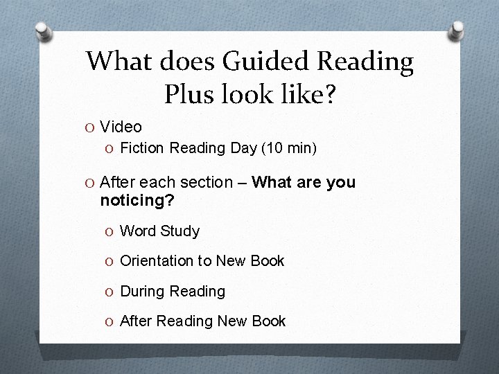 What does Guided Reading Plus look like? O Video O Fiction Reading Day (10