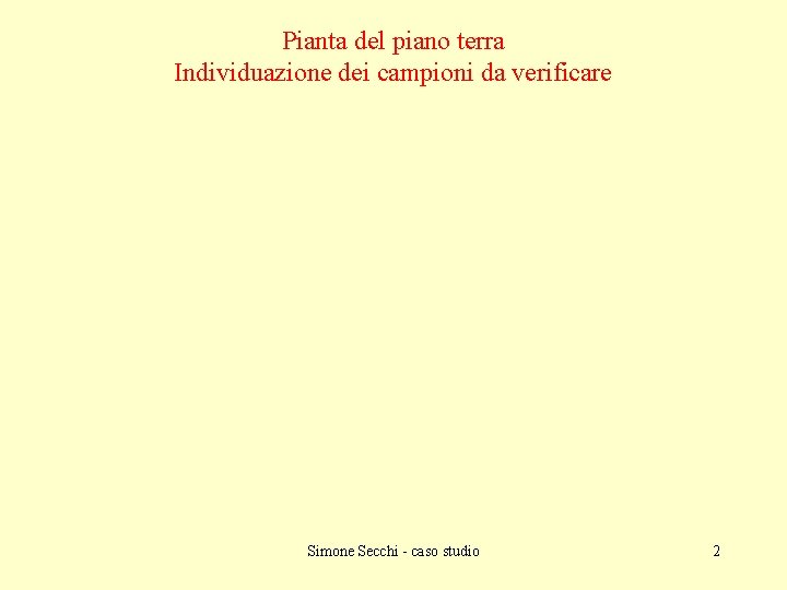 Pianta del piano terra Individuazione dei campioni da verificare Simone Secchi - caso studio