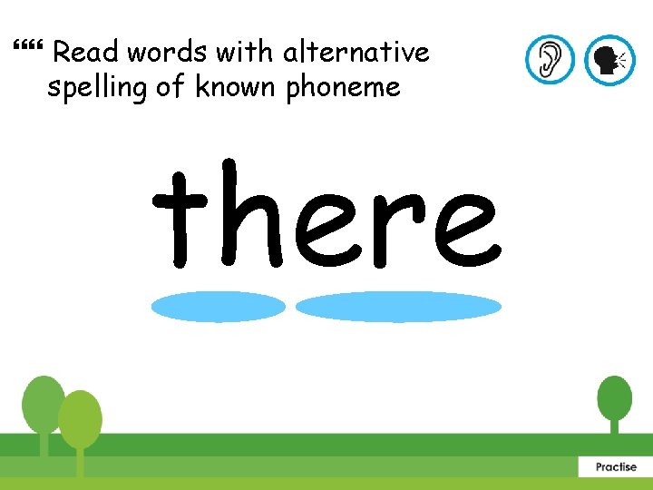  Read words with alternative spelling of known phoneme there 