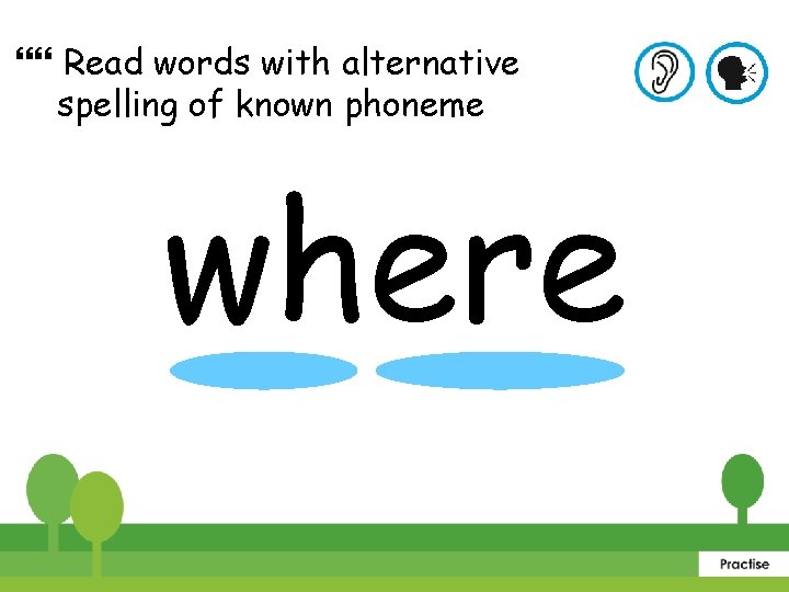  Read words with alternative spelling of known phoneme where 