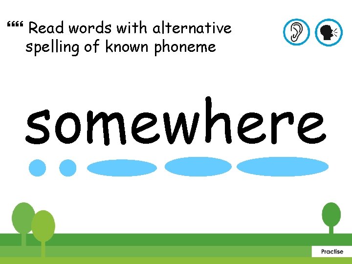  Read words with alternative spelling of known phoneme somewhere 