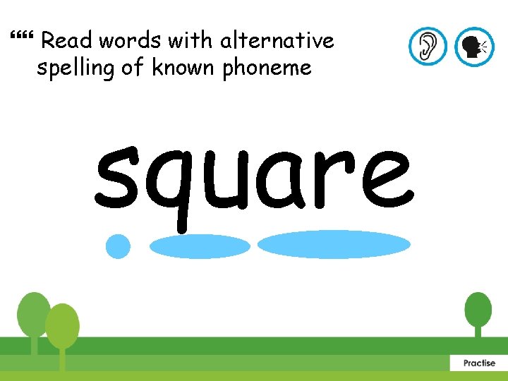  Read words with alternative spelling of known phoneme square 
