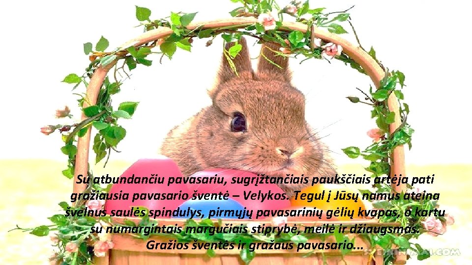 Su atbundančiu pavasariu, sugrįžtančiais paukščiais artėja pati gražiausia pavasario šventė – Velykos. Tegul į