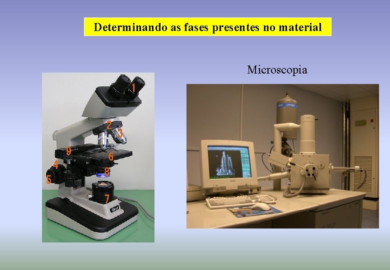 Determinando as fases presentes no material Microscopia 