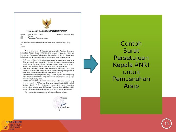 Contoh Surat Persetujuan Kepala ANRI untuk Pemusnahan Arsip 19 