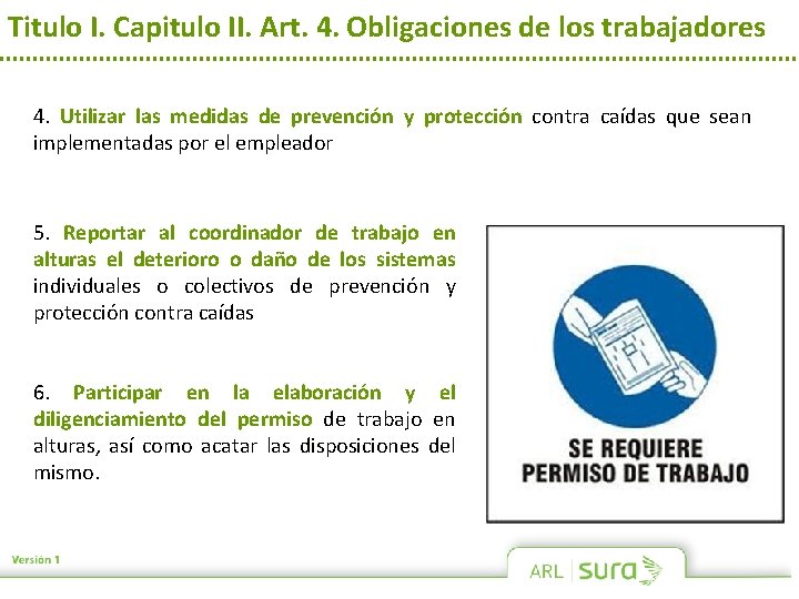 Titulo I. Capitulo II. Art. 4. Obligaciones de los trabajadores 4. Utilizar las medidas