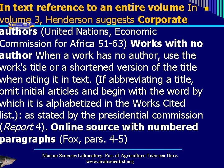 In text reference to an entire volume In n volume 3, Henderson suggests Corporate