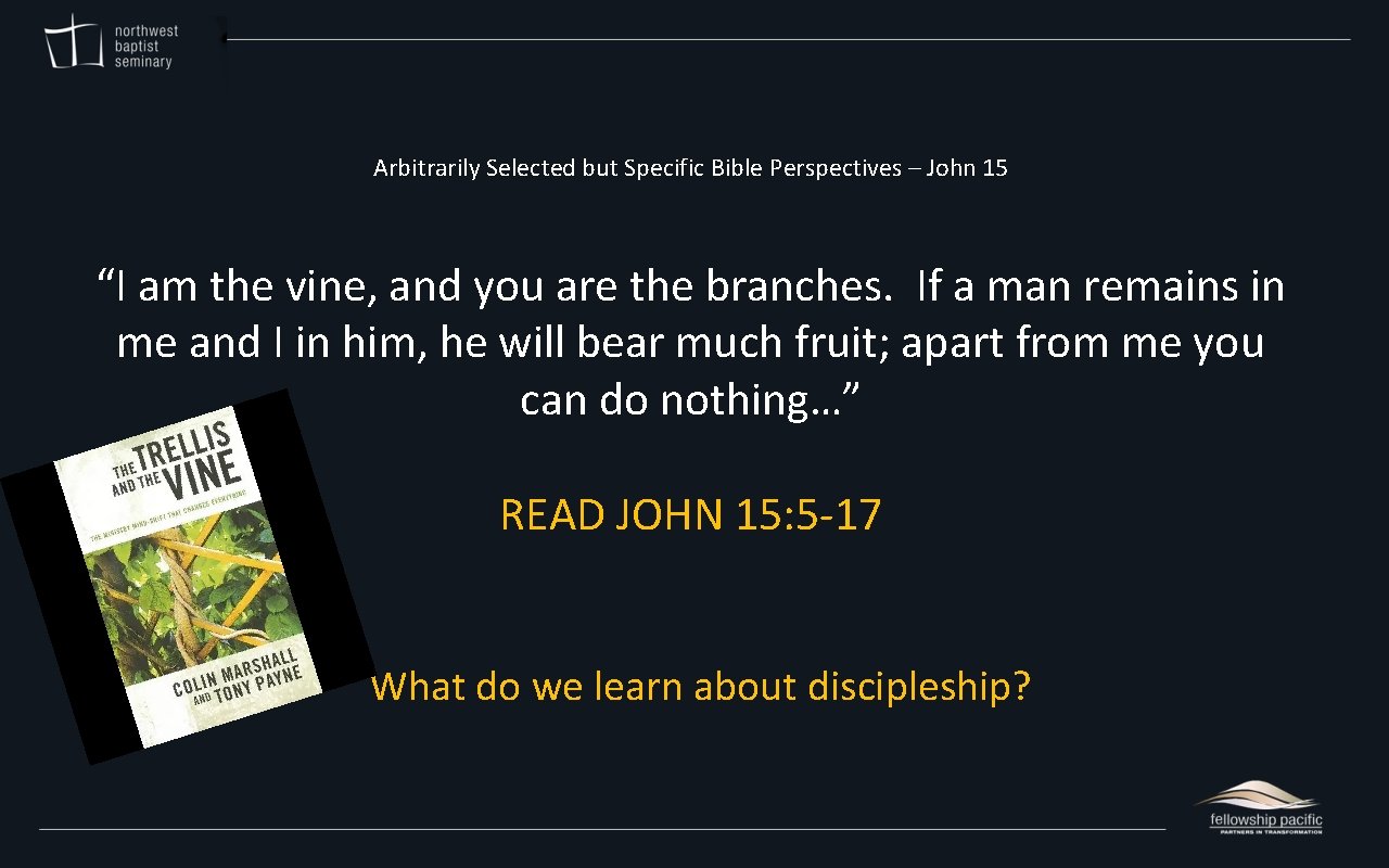 Arbitrarily Selected but Specific Bible Perspectives – John 15 “I am the vine, and
