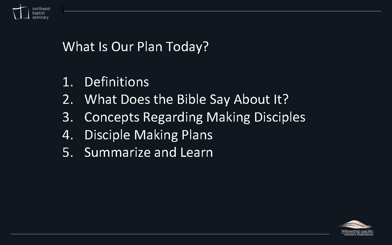 What Is Our Plan Today? 1. 2. 3. 4. 5. Definitions What Does the