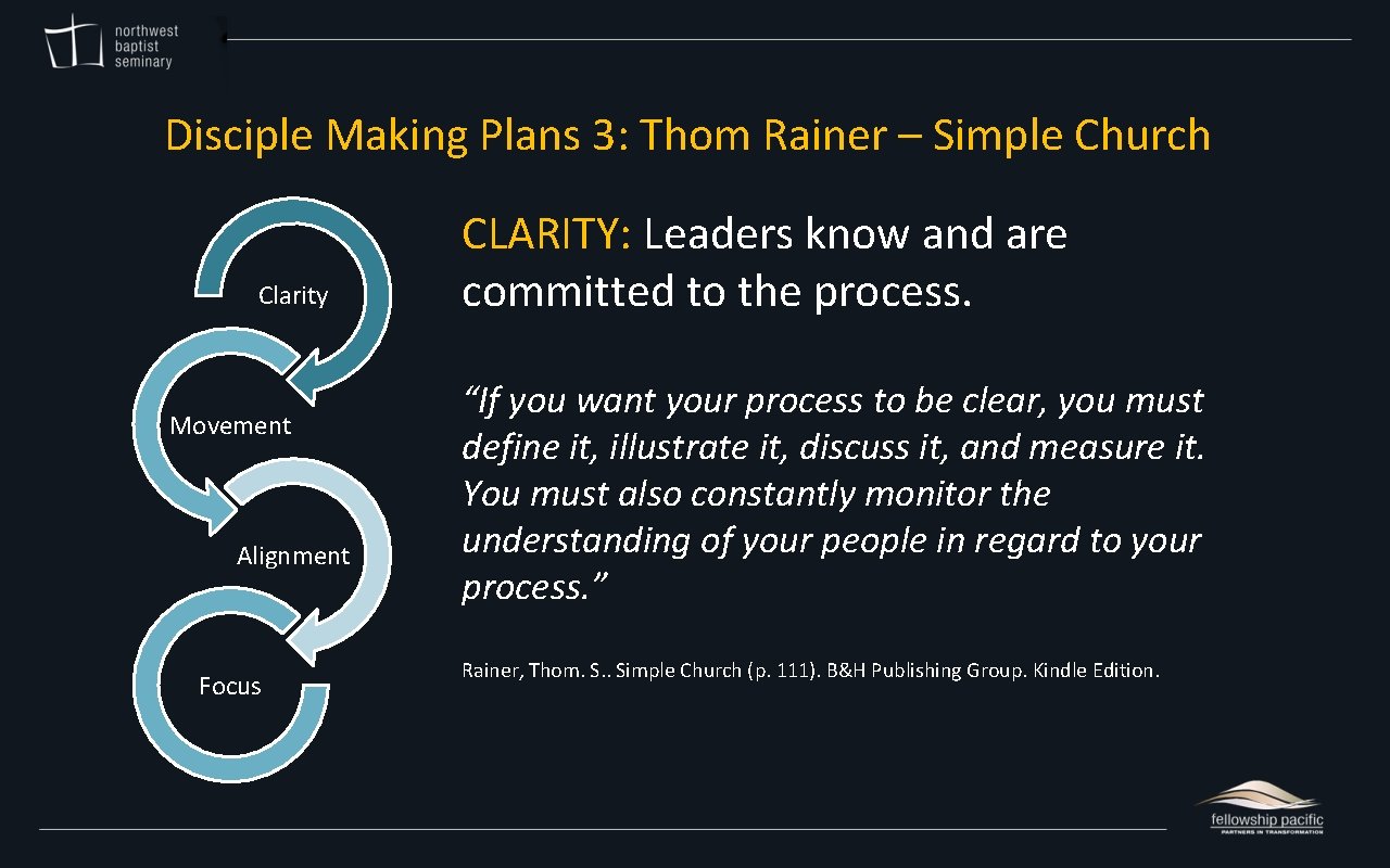 Disciple Making Plans 3: Thom Rainer – Simple Church Clarity Movement Alignment Focus CLARITY: